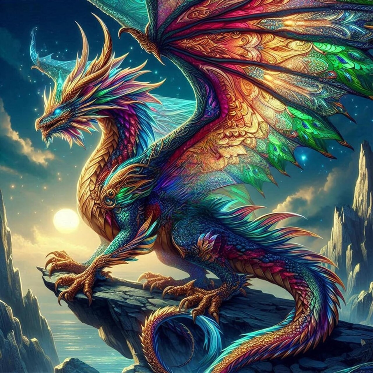 Dragon Diamond Art Kit for Adults – Full Drill Round Gems DIY Painting, Beginner-Friendly 14x14 Inch Wall Décor & Gift